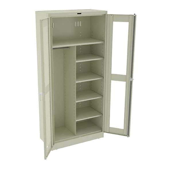 Tennsco - 6 Shelf Combination Storage Cabinet - Steel, 36" Wide x 18" Deep x 78" High, Champagne/Putty - Exact Tool & Supply