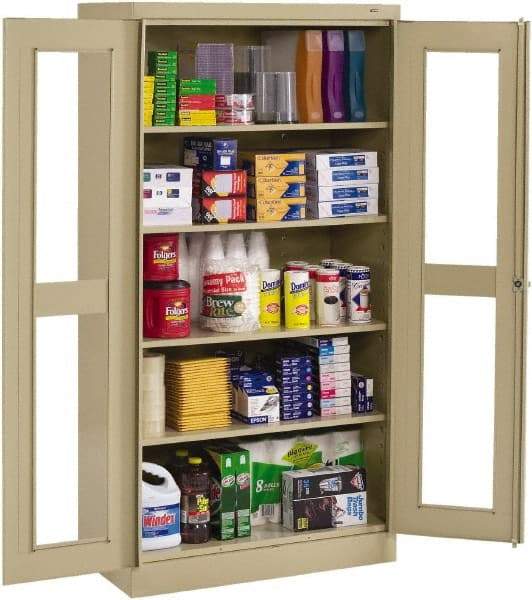 Tennsco - 5 Shelf Visible Storage Cabinet - Steel, 36" Wide x 24" Deep x 72" High, Champagne/Putty - Exact Tool & Supply