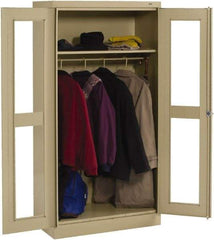 Tennsco - 2 Shelf Wardrobe Storage Cabinet - Steel, 36" Wide x 18" Deep x 72" High, Sand - Exact Tool & Supply
