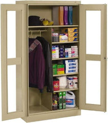 Tennsco - 6 Shelf Combination Storage Cabinet - Steel, 36" Wide x 18" Deep x 72" High, Black - Exact Tool & Supply