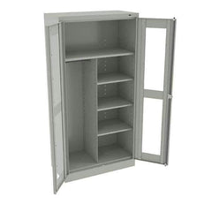 Tennsco - 6 Shelf Combination Storage Cabinet - Steel, 36" Wide x 18" Deep x 72" High, Light Gray - Exact Tool & Supply