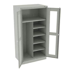 Tennsco - 6 Shelf Combination Storage Cabinet - Steel, 36" Wide x 24" Deep x 72" High, Light Gray - Exact Tool & Supply
