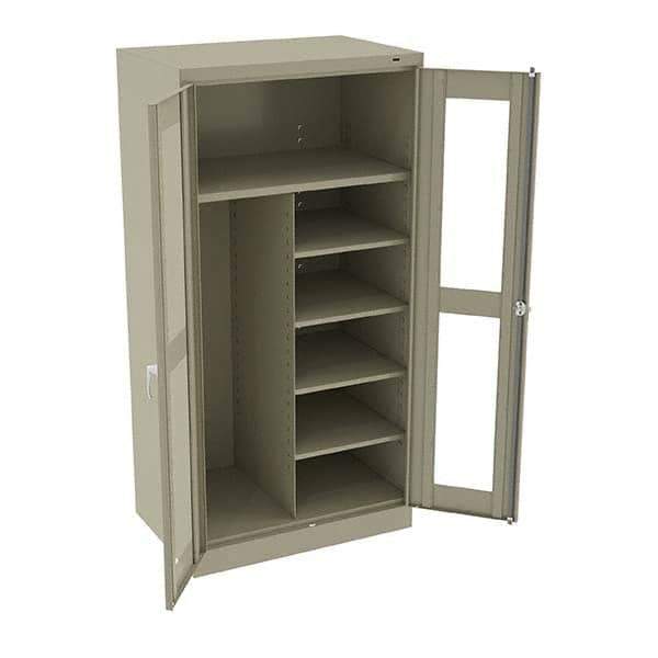 Tennsco - 6 Shelf Combination Storage Cabinet - Steel, 36" Wide x 24" Deep x 72" High, Sand - Exact Tool & Supply