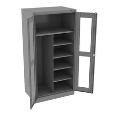 Tennsco - 6 Shelf Combination Storage Cabinet - Steel, 36" Wide x 24" Deep x 72" High, Medium Gray - Exact Tool & Supply