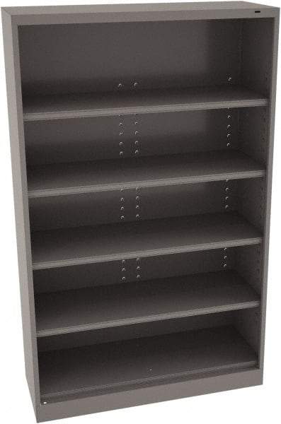 Tennsco - 5 Shelf, 400 Lb. Capacity, Closed Shelving Storage Cabinets and Lockers - 48 Inch Wide x 18 Inch Deep x 78 Inch High, Medium Gray - Exact Tool & Supply
