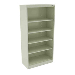 Tennsco - 5 Shelf, 200 Lb. Capacity, Closed Shelving Storage Cabinets and Lockers - 36 Inch Wide x 24 Inch Deep x 72 Inch High, Champagne and Putty - Exact Tool & Supply