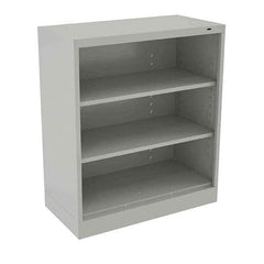 Tennsco - 3 Shelf, 200 Lb. Capacity, Closed Shelving Storage Cabinets and Lockers - 36 Inch Wide x 24 Inch Deep x 42 Inch High, Light Gray - Exact Tool & Supply