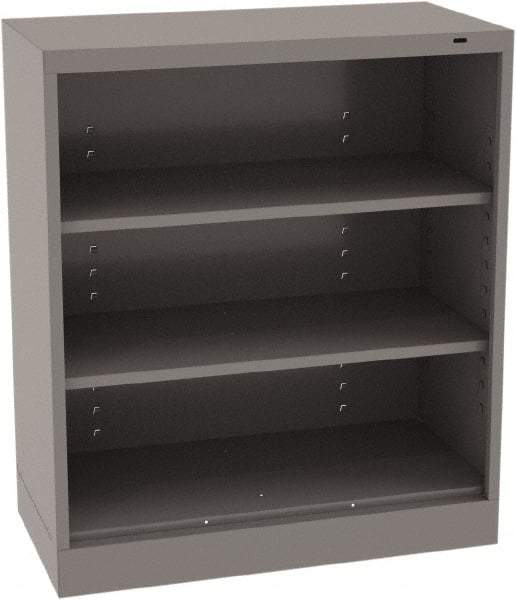 Tennsco - 3 Shelf, 150 Lb. Capacity, Closed Shelving Storage Cabinets and Lockers - 36 Inch Wide x 18 Inch Deep x 42 Inch High, Medium Gray - Exact Tool & Supply