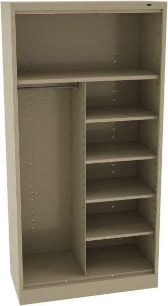 Tennsco - 5 Shelf, 150 Lb. Capacity, Closed Shelving Storage Cabinets and Lockers - 36 Inch Wide x 18 Inch Deep x 72 Inch High, Sand - Exact Tool & Supply