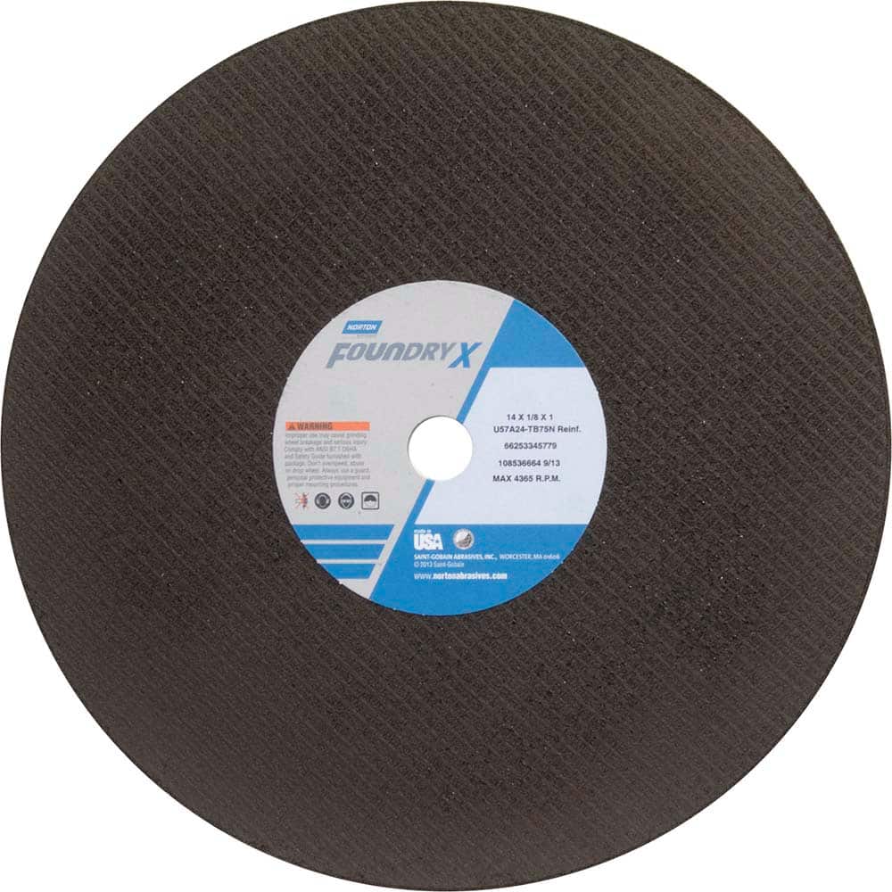 Norton - 14 x 1/8, 1" Hole 30 Grit Aluminum Oxide Cutoff Wheel - Exact Tool & Supply