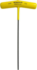 Bondhus - 3/32" Hex, T-Handle Cushion Grip, Ball End Hex Key - 6-7/64" OAL, Protanium High Torque Steel, Inch System of Measurement - Exact Tool & Supply