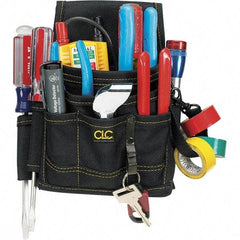 CLC - Electrician's Holster with 9 Pockets - Ballistic Polyester, Black, 7" Wide x 6" High x 2" Deep - Exact Tool & Supply