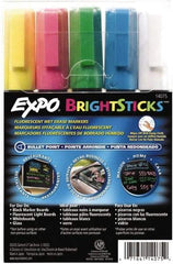 Expo - Blue, Green Pink, Yellow & White Bullet Point Wet Erase Markers - For Use with Black Marker Boards, Fluorescent Light Boards, Glass Boards & White Boards - Exact Tool & Supply