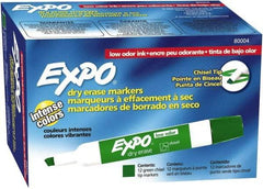 Expo - Green Low Odor Chisel Tip 12 Pack Dry Erase Markers - For Use with Dry Erase Marker Boards - Exact Tool & Supply