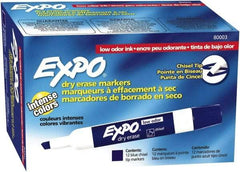 Expo - Blue Low Odor Chisel Tip 12 Pack Dry Erase Markers - For Use with Dry Erase Marker Boards - Exact Tool & Supply
