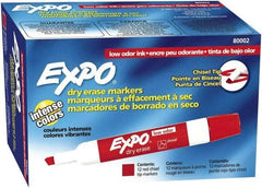 Expo - Red Low Odor Chisel Tip 12 Pack Dry Erase Markers - For Use with Dry Erase Marker Boards - Exact Tool & Supply