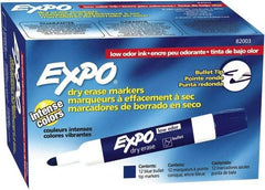 Expo - Blue Low Odor Bullet Tip 12 Pack Dry Erase Markers - For Use with Dry Erase Marker Boards - Exact Tool & Supply