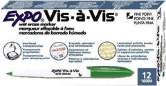 Expo - Green Fine Tip 12 Pack Wet Erase Markers - For Use with Dry Erase Marker Boards - Exact Tool & Supply