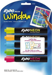 Expo - Blue, Green, Orange, Pink & Yellow Bullet Tip Neon 5 Pack Dry Erase Markers - For Use with Dry Erase Marker Boards - Exact Tool & Supply