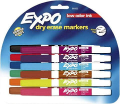 Expo - Aqua, Black, Blue, Brown, Green, Lime, Orange, Pink, Plum, Pumpkin, Purple & Red Low Odor Fine Tip Dry Erase Markers - For Use with Dry Erase Marker Boards - Exact Tool & Supply