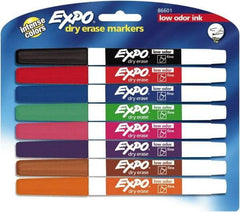Expo - Black, Blue, Brown, Green, Orange, Pink, Purple & Red Low Odor Fine Tip 8 Pack Dry Erase Markers - For Use with Dry Erase Marker Boards - Exact Tool & Supply
