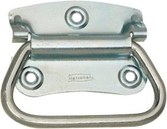 National Mfg. - 2-3/4" Wide Plate x 2" High Plate, 2" Bail ID, #0, Steel Chest Handle - #6 Screw, 3.35" Wide x 2.74" High, 0.165" Mounting Hole Diam, Zinc Plated, 4 Holes - Exact Tool & Supply