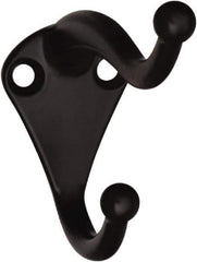 National Mfg. - 1" Wide x 2" High x 0.11" Thick, Double Coat & Hat Hook - 2-3/4" Projection, Oil Rubbed Bronze - Exact Tool & Supply
