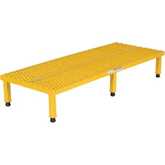 Vestil - 9" High x 24" Wide x 60" Deep, Yellow Step Stand - Steel, 500 Lb Capacity - Exact Tool & Supply