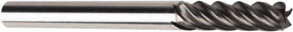 American Tool Service - 3/16", 5/8" LOC, 3/16" Shank Diam, 2" OAL, 5 Flute, Solid Carbide Square End Mill - Single End, AlCrN Finish, Spiral Flute, Variable° Helix, Centercutting, Right Hand Cut, Right Hand Flute - Exact Tool & Supply