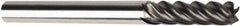 American Tool Service - 3/16", 5/8" LOC, 3/16" Shank Diam, 2" OAL, 5 Flute, Solid Carbide Square End Mill - Single End, AlCrN Finish, Spiral Flute, Variable° Helix, Centercutting, Right Hand Cut, Right Hand Flute - Exact Tool & Supply