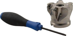 Seco - 5 Inserts, 2-1/2" Cutter Diam, 0.08" Max Depth of Cut, Indexable High-Feed Face Mill - 3/4" Arbor Hole Diam, 0.32" Keyway Width, 2" High, 218.19-160.. Inserts - Exact Tool & Supply