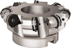 Seco - 10 Inserts, 6.689" Cutter Diam, 0.0787" Max Depth of Cut, Indexable High-Feed Face Mill - 1.5748" Arbor Hole Diam, 0.6457" Keyway Width, 2.4803" High, R220.21 Toolholder, ON.. 09.. Inserts - Exact Tool & Supply