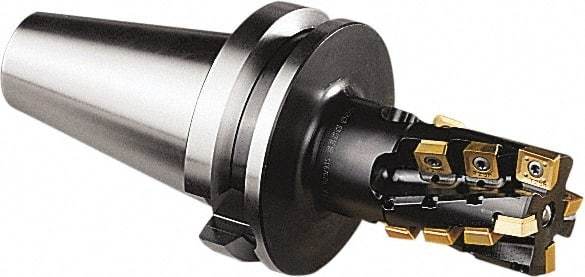 Seco - 50mm Cut Diam, 77mm Max Depth of Cut, 250mm OAL, Indexable Square Shoulder Helical End Mill - BT50 Taper Shank, 90° Lead Angle, Series Turbo - Exact Tool & Supply