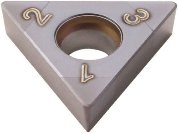 Seco - TCGW21.52 Grade CBN060K PCBN Turning Insert - TiSiAlN Finish, 60° Triangle, 1/4" Inscr Circle, 3/32" Thick, 1/32" Corner Radius - Exact Tool & Supply