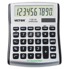 Victor - Calculators; Type: Desktop Calculator ; Type of Power: Solar/Battery ; Display Type: 10-Digit LCD ; Color: Silver ; Display Size: 16mm ; Width (Decimal Inch): 4.5000 - Exact Tool & Supply