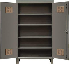 Durham - 4 Shelf Locking Storage Cabinet - Steel, 36" Wide x 24" Deep x 78" High, Gray - Exact Tool & Supply