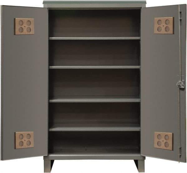 Durham - 4 Shelf Locking Storage Cabinet - Steel, 60" Wide x 24" Deep x 78" High, Gray - Exact Tool & Supply