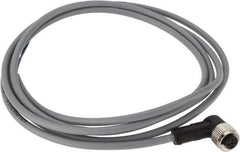 Telemecanique Sensors - 3 Amp, M12 4 Pin Elbowed Female Cordset Sensor and Receptacle - 250 VAC, 300 VDC, 2m Cable Length, IP67 Ingress Rating - Exact Tool & Supply