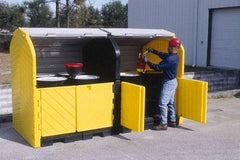 UltraTech - 75 Gal Sump, 9,000 Lb Capacity, 8 Drum, Polyethylene Spill Deck or Pallet - 68" Long x 64" Wide x 88" High, Liftable Fork, Drain Included, Low Profile, 2 x 2 Drum Configuration - Exact Tool & Supply