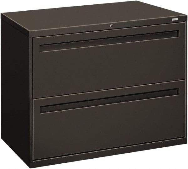Hon - 36" Wide x 28-3/8" High x 19-1/4" Deep, 2 Drawer Lateral File - Steel, Charcoal - Exact Tool & Supply