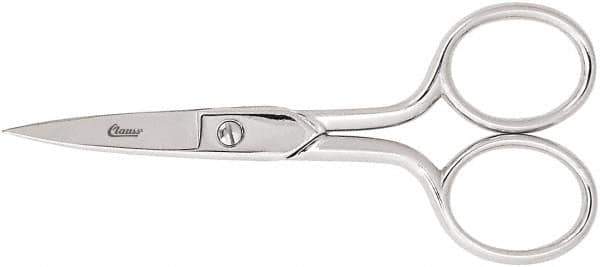 Clauss - 1" LOC, 6-5/8" OAL Carbon Steel Curved Scissors - Offset Handle, For Paper, Fabric - Exact Tool & Supply