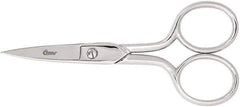 Clauss - 1" LOC, 6-5/8" OAL Carbon Steel Curved Scissors - Offset Handle, For Paper, Fabric - Exact Tool & Supply