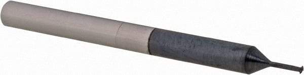 Scientific Cutting Tools - 72 to 90 TPI, Internal/External Single Profile Thread Mill - #0" Noml Diam, 0.04" Cut Diam, 1/8" Shank Diam, 2 Flute, 0.022" Neck Diam, 1/8" Neck Length, 1-1/2" OAL, AlTiN+ Finish - Exact Tool & Supply
