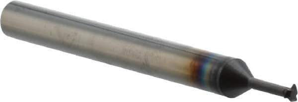 Scientific Cutting Tools - 32 to 64 TPI, Internal/External Single Profile Thread Mill - #6" Noml Diam, 0.098" Cut Diam, 3/16" Shank Diam, 3 Flute, 0.049" Neck Diam, 1/4" Neck Length, 2" OAL, AlTiN+ Finish - Exact Tool & Supply