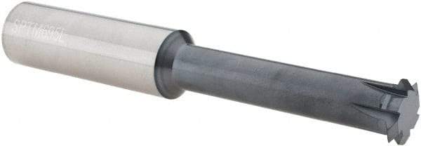 Scientific Cutting Tools - 8 to 24 TPI, Internal/External Single Profile Thread Mill - 7/8" Noml Diam, 0.695" Cut Diam, 3/4" Shank Diam, 6 Flute, 0.49" Neck Diam, 2-1/2" Neck Length, 5" OAL, AlTiN+ Finish - Exact Tool & Supply