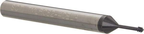 Scientific Cutting Tools - #4-40 UNC, 0.082" Cutting Diam, 3 Flute, Solid Carbide Helical Flute Thread Mill - Internal Thread, 0.3" LOC, 2-1/2" OAL, 1/4" Shank Diam - Exact Tool & Supply