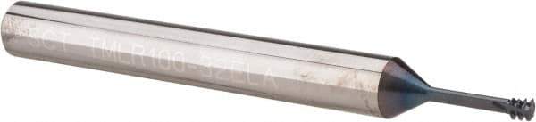 Scientific Cutting Tools - #6-32 UNC, 0.1" Cutting Diam, 3 Flute, Solid Carbide Helical Flute Thread Mill - Internal Thread, 0.4" LOC, 2-1/2" OAL, 1/4" Shank Diam - Exact Tool & Supply