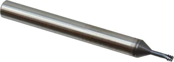 Scientific Cutting Tools - #6-40 UNF, 0.1" Cutting Diam, 3 Flute, Solid Carbide Helical Flute Thread Mill - Internal Thread, 0.26" LOC, 2-1/2" OAL, 1/4" Shank Diam - Exact Tool & Supply
