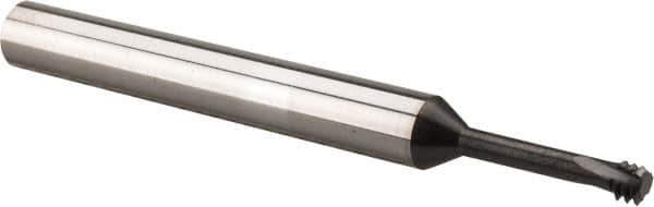 Scientific Cutting Tools - #10-32 UNF, 0.139" Cutting Diam, 3 Flute, Solid Carbide Helical Flute Thread Mill - Internal Thread, 0.6" LOC, 2-1/2" OAL, 1/4" Shank Diam - Exact Tool & Supply