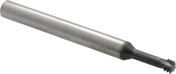 Scientific Cutting Tools - 1/4-28 UNF, 0.186" Cutting Diam, 3 Flute, Solid Carbide Helical Flute Thread Mill - Internal Thread, 1/2" LOC, 2-1/2" OAL, 1/4" Shank Diam - Exact Tool & Supply